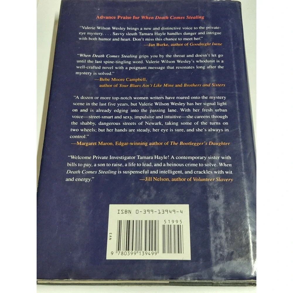 When Death Comes Stealing Valerie Wilson Wesley Tamara Hayle Mystery 1994 HC